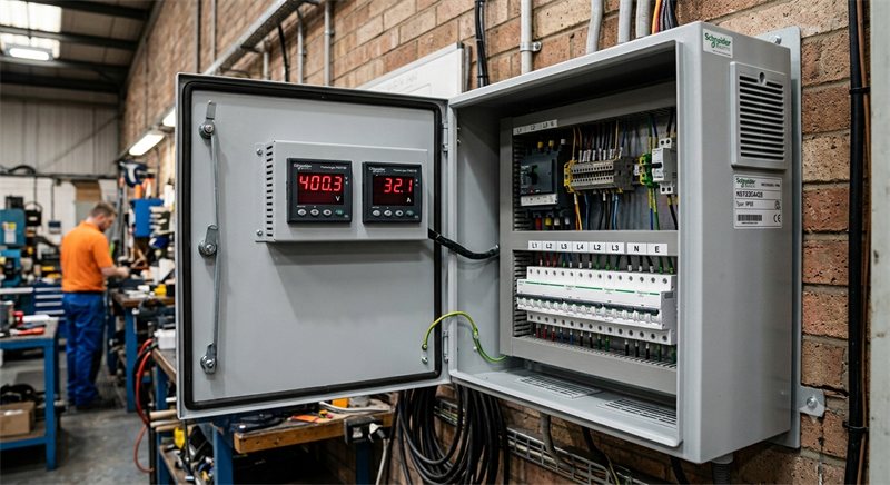 Quadro elettrico industriale con strumenti di misura