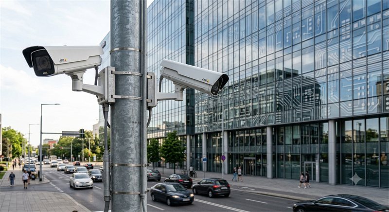 Telecamere di videosorveglianza installate su palo